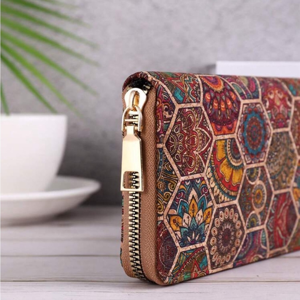 Bohemian Geometric Print Zip-Around Multicolor Long Wallet - Picture 5 of 7
